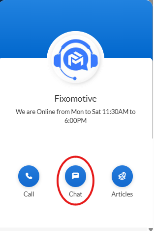 fixomotive live support chatting popup
