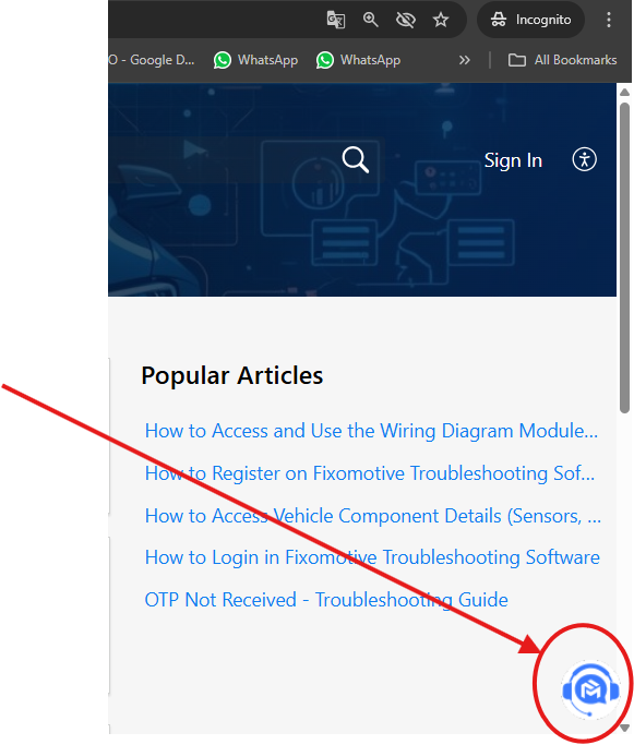 fixomotive support live chatting icon